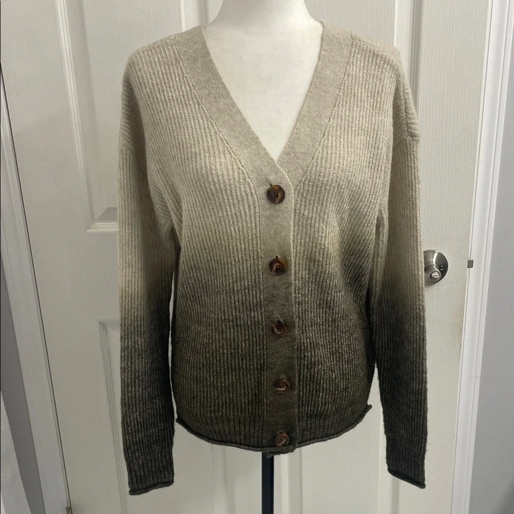 Charlie B Reversible Front Back Sweater Cardigan Ombré Green (Pine) Sz M - Picture 2 of 14